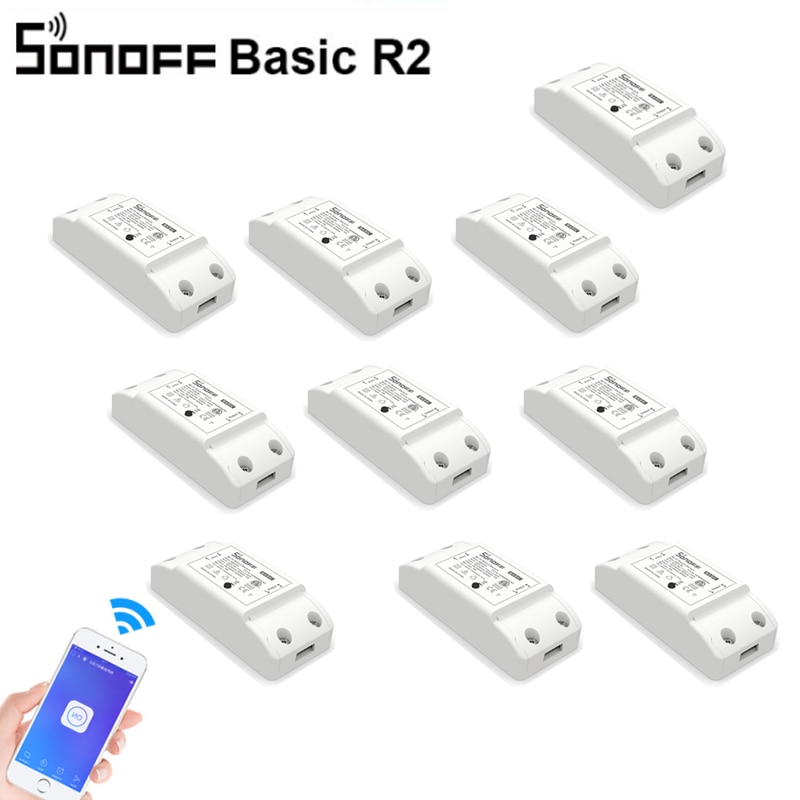 10PCS Sonoff Basic R2 Smart Home WiFi Wireless Remote Switch Module For Apple Android APP For ITEAD EWeLink APP Control