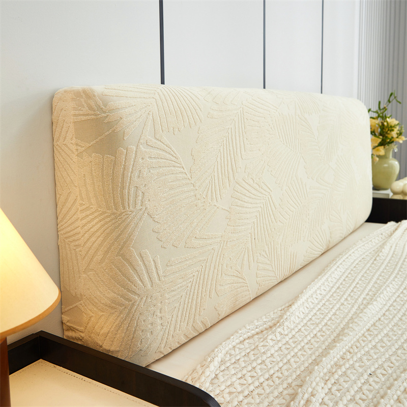 Dikker Jacquard Bed Hoofdeinde Cover Zachte Elastische Bed Head Cover Bladeren Gedrukt All-inclusive Bed Hoofdeinde Stofdichte Protector: 1.5 / Black