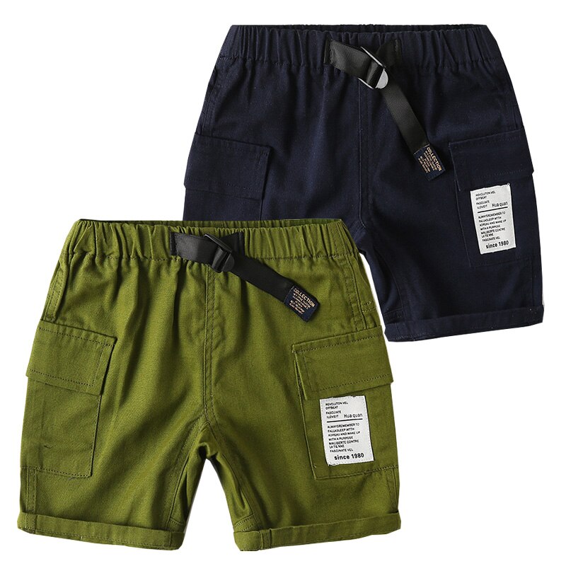 Pantalones cortos informales de algodón para niños, Pantalón Cargo hasta la rodilla, con cintura elástica, ropa de verano