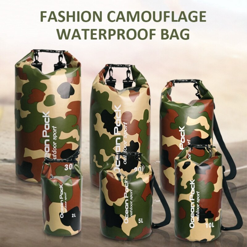 Udendørs vandring camping sport drifting mesh taske vandtæt svømning camouflage