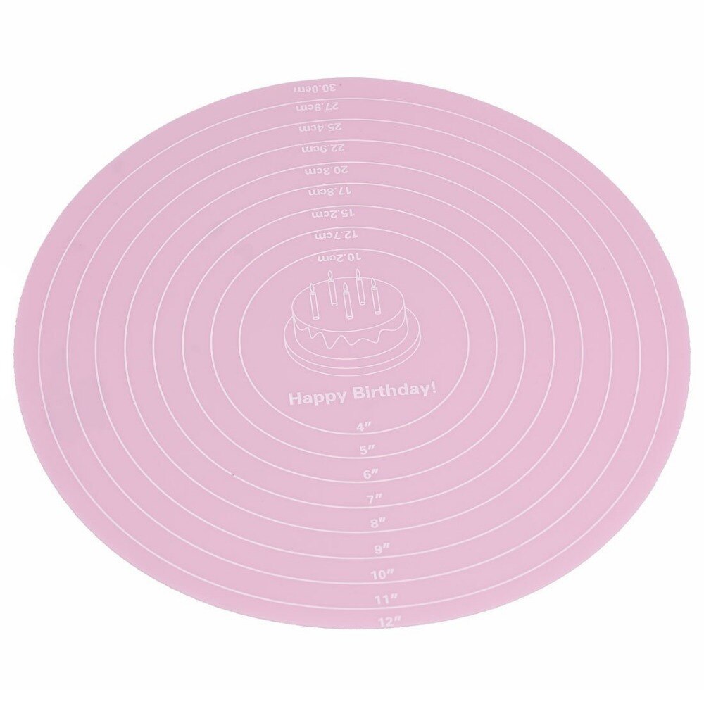 12inch Round Silicone Pastry Mat With Measurements For Cake Turntable Stand DIY Making Size Guide Kitchen Baking Mat