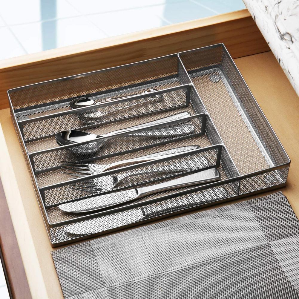 Metall Besteck Ablage Messer Gabel Löffel Schublade Lagerung Organizer Multifunktionale Trennung Geschirr Lagerung Halter
