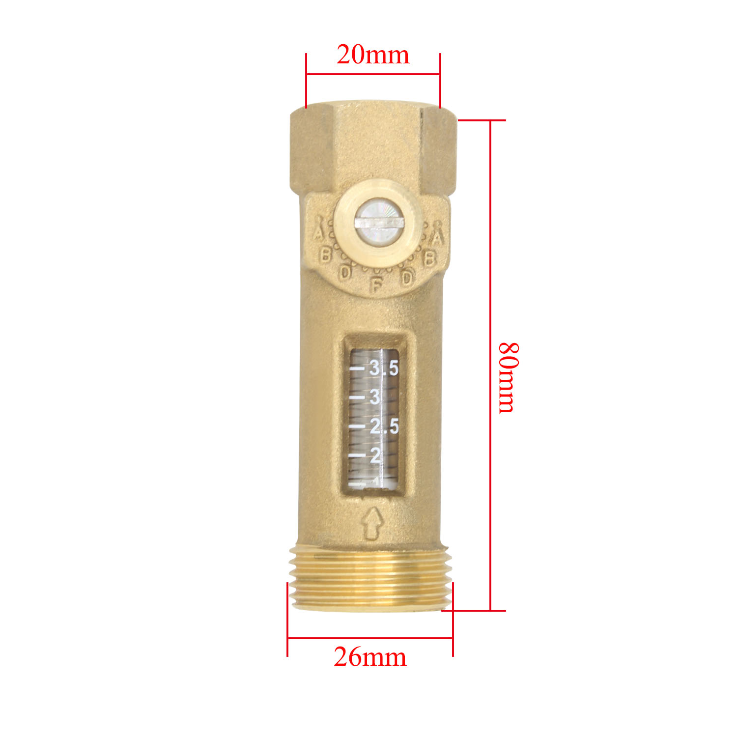 Flow Meter DN20 Solar Flow Regulator Flow Valve Brass manifold for Solar Water Heating G3/4 inch Double Female Thread