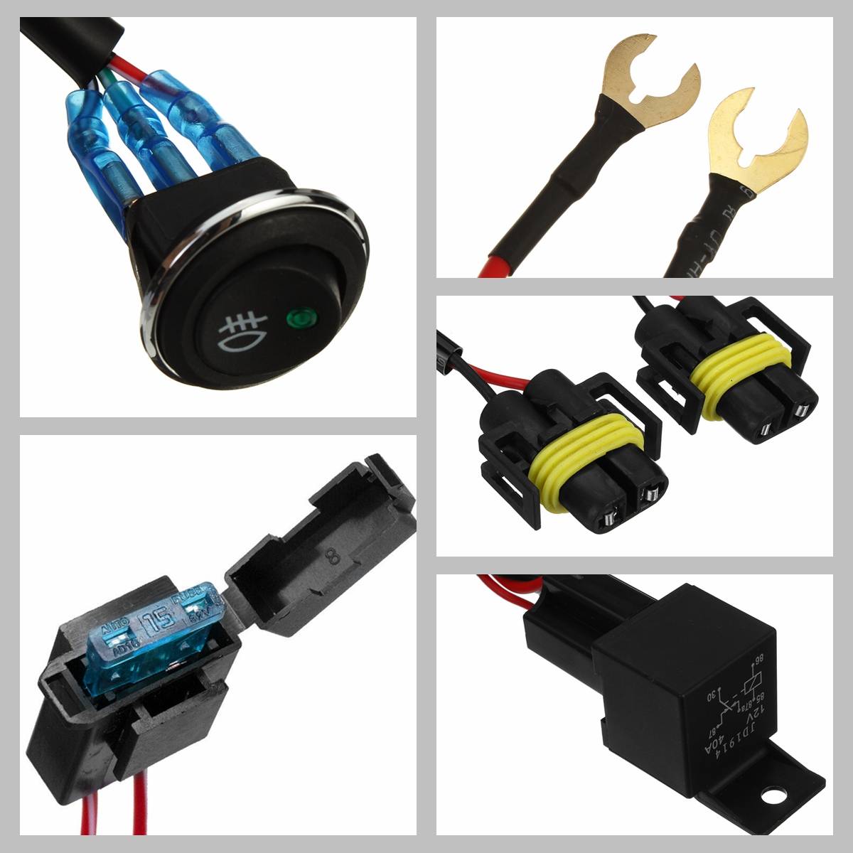 12V H11 Fog Light Lamp Wiring Harness Socket Wire Connector With 40A Relay LED Work Light Lamp Driving Offroad Universal