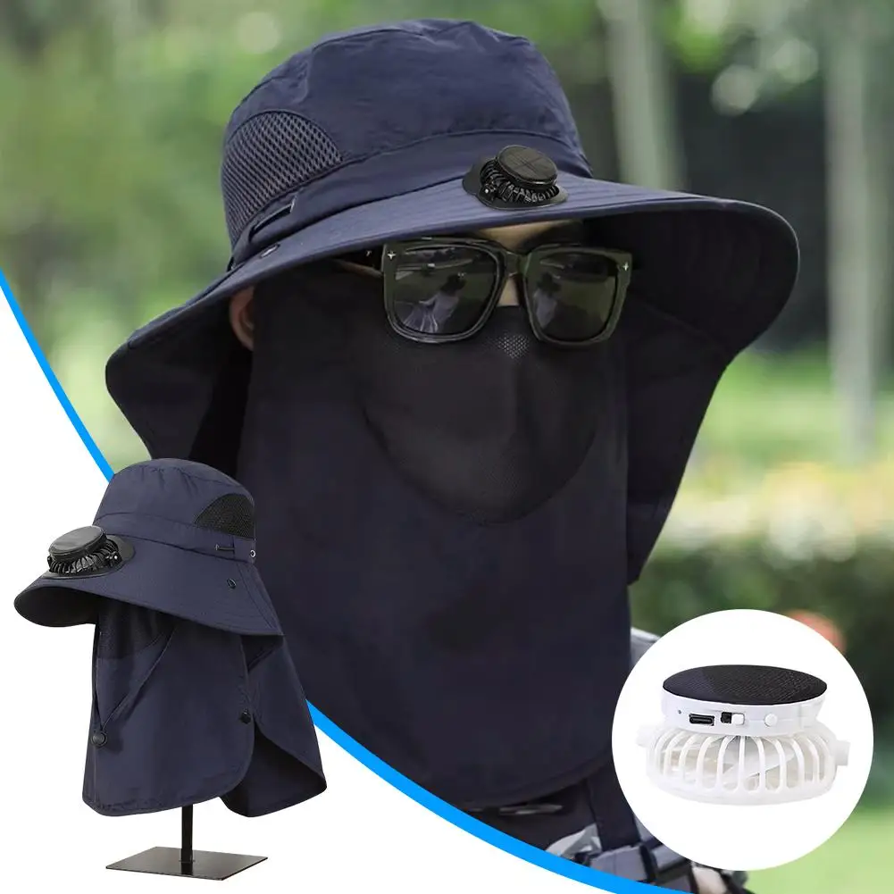 Solar Charging Fan Hat Working Outdoors Sunshade Sun Pot Picking Sun Hat Tea Garden Protection Greenhouse Removable