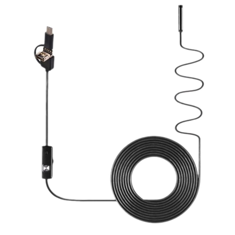 3-en-1 Endoscope industriel Endoscope caméra d'inspection intégrée 6 LEDs IP67 étanche USB type-c Endoscope pour Android Smartph