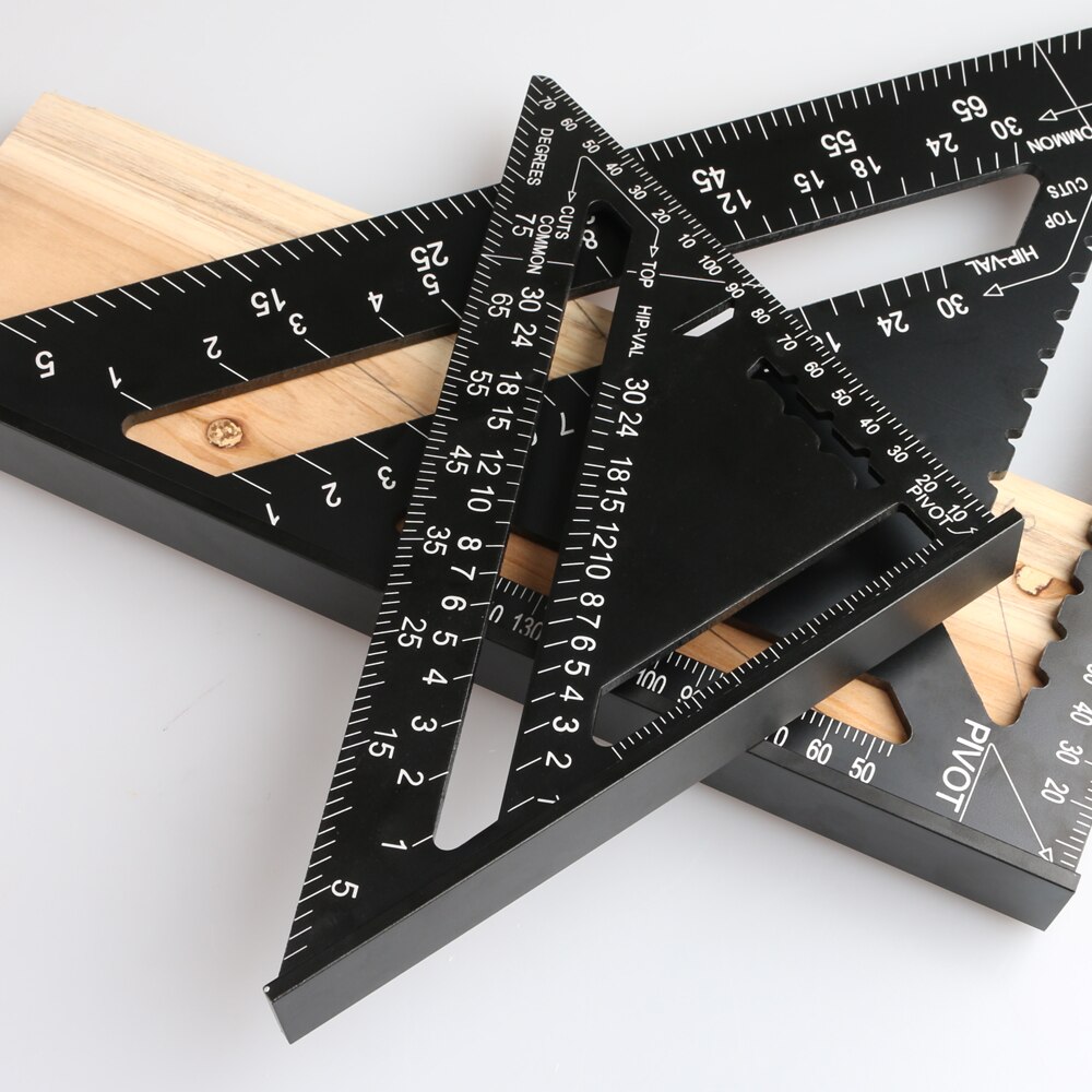 7/12inch Triangle Angle Protractor Aluminum Alloy Speed Square Measuring Ruler Carpenter Measuring Tools