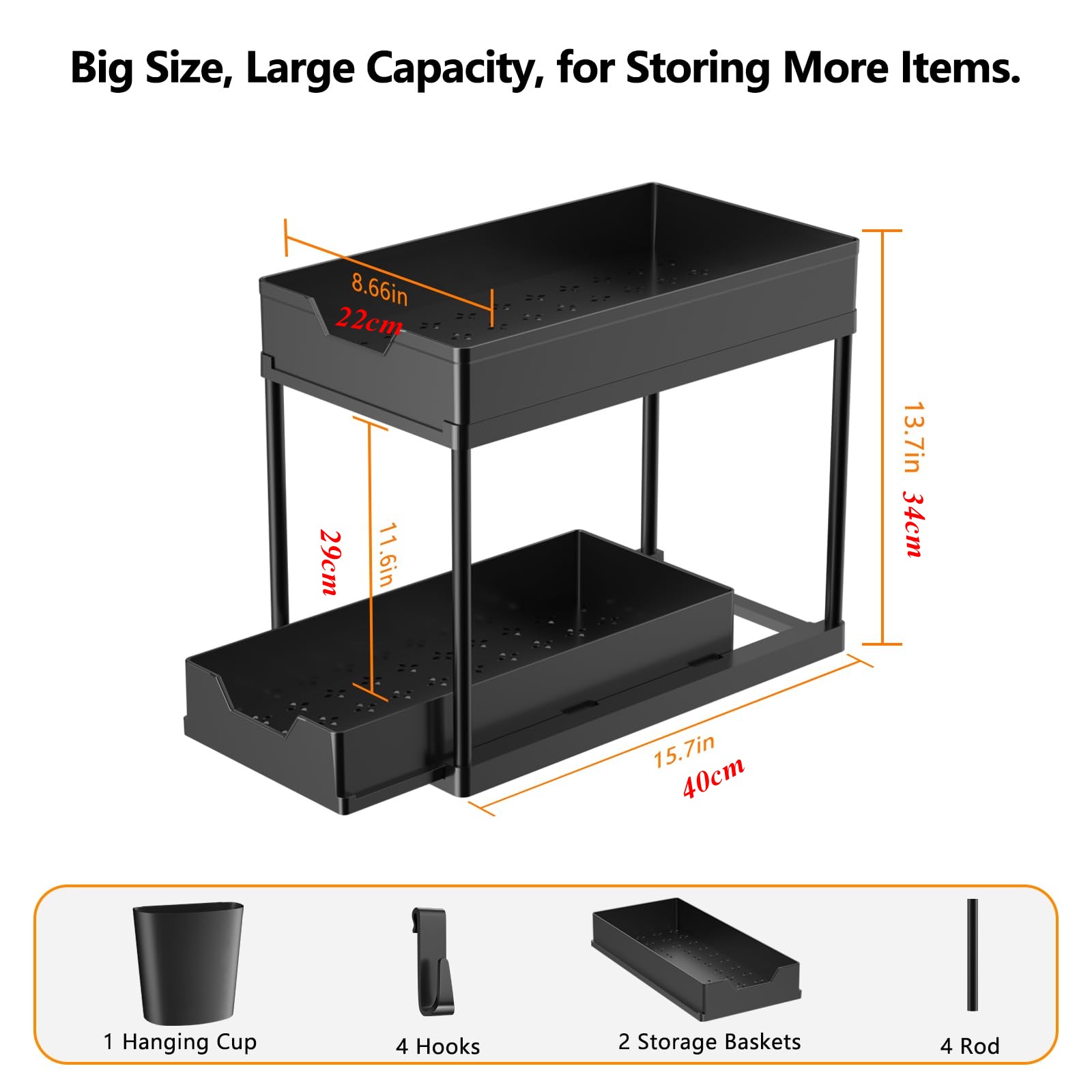 JYPS 2 stuks metalen organizer voor onder de gootsteen met 2 niveaus, in hoogte verstelbaar, organizer voor onder de gootsteen, opslag en organisatie voor badkamer, keuken (wit JYPS 2 stuks metalen organizer voor onder de gootsteen met 2 niveaus, in hoogte verstelbaar, organizer voor onder de gootsteen, opslag en organisatie voor badkamer, keuken (wit