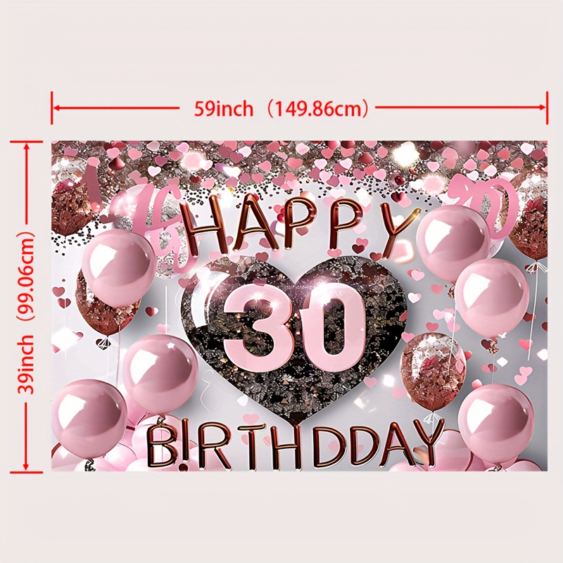 Happy 30th Birthday Banner Background Decoration Rose Gold 30 Year Old Female Crystal Background Photography Party