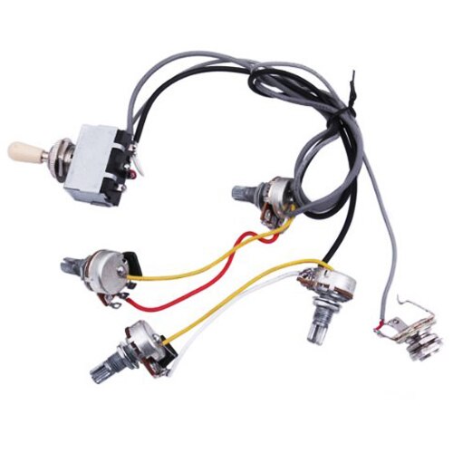 Gitarren-Kabelbaum-Kit, 2 Volume 2 Tone 1 Jack 500K Pots 3-Wege-Schalter Gitarrenschaltungs-Kabelbaum-Kit Passend für Les Paul LP-Gitarre