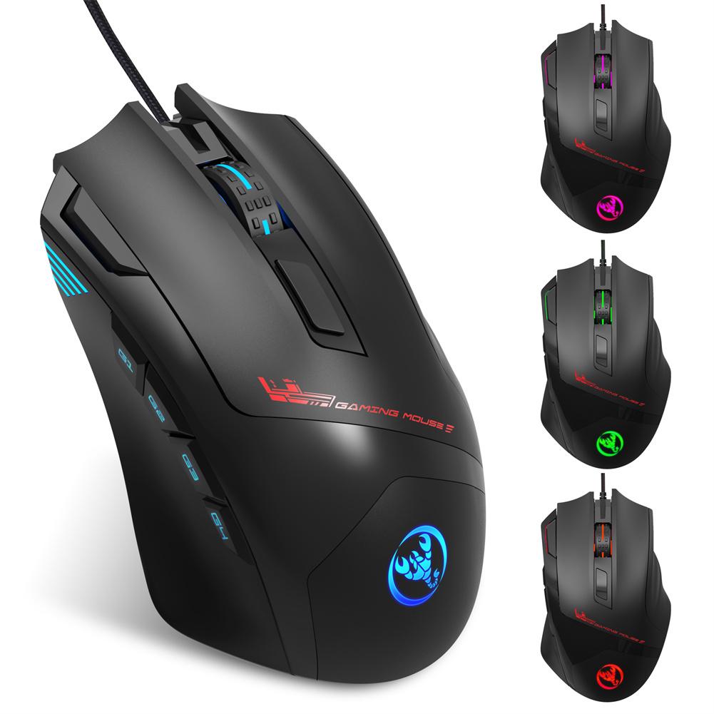 Macro Programming RGB Light 7200DPI Luminous Game Mouse Electric Race Cable Mouse 9 Buttons USB Wired Adjustable Gaming Mouse: Default Title