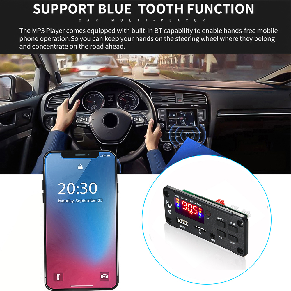 2*25W 50W wzmacniacz samochodowy sprzęt Audio USB TF FM moduł radiowy Bluetooth 12V MP3 płytka dekodera WMA odtwarzacz MP3 z pilotem