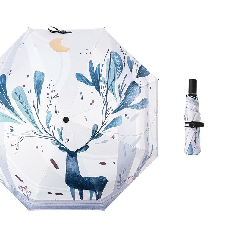 YADA Hand-Painted Deer Elk Pattern 3-Folding Umbre... – Grandado