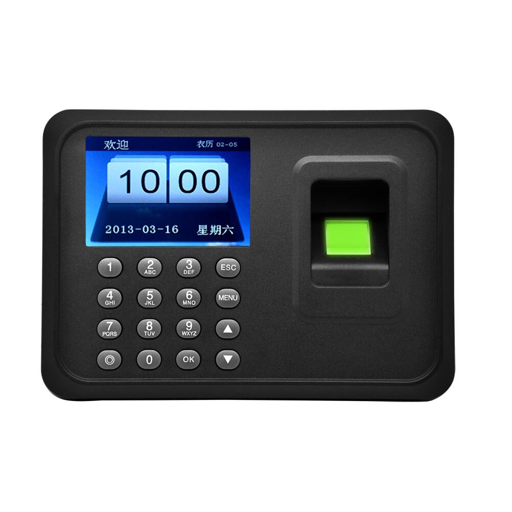 Home Office US Plug Fingerprint LCD Display Electronic Employee Control Security Password Recording Attendance Machine