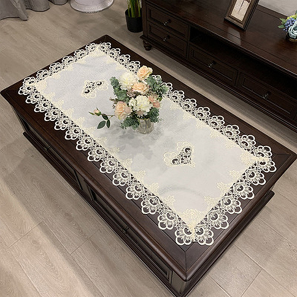 Rechteck Tischdecke europäische bestickte Kaffee Tee Tischdecke hohl geschnitzte Heim textilien Dekoration Zubehör 50*100cm: Schwarz