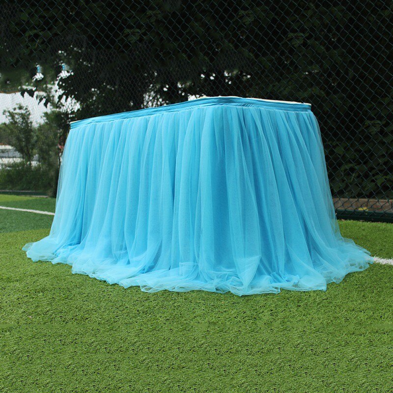 Tutu Tulle Tafel Rok Elastische Mesh Tulle Servies Tafelkleed Voor Bruiloft Tafel Decoratie Thuis Textiel Accessoires #1: green