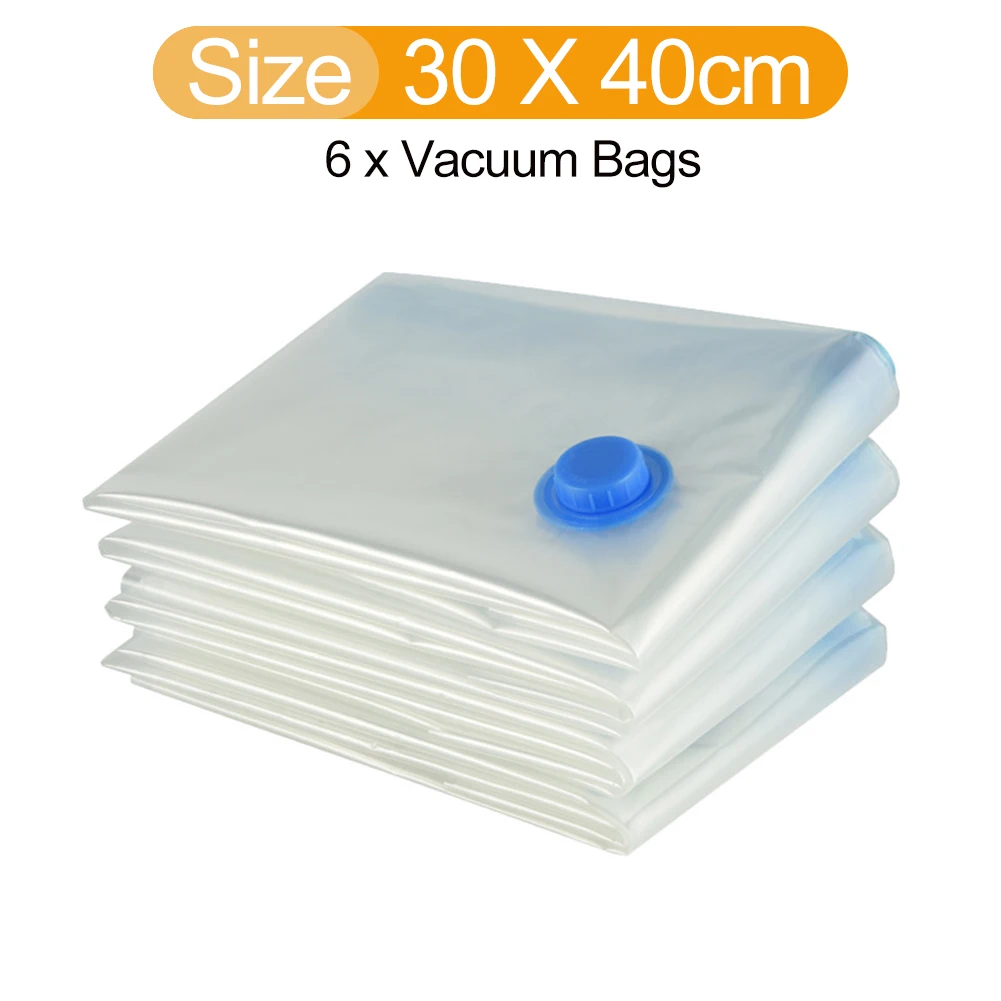 6pcs Vacuum Storage Bags with Pump Transparent Folding Compressed Space Saving Vacuum Bag for Clothes Large Travel Container