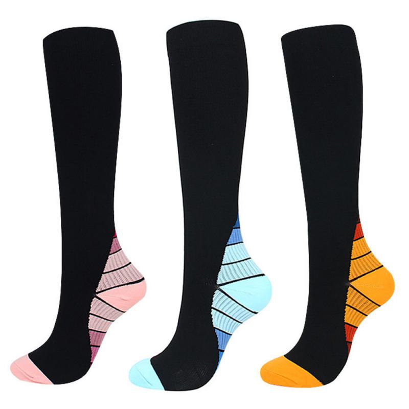 1Pair Outdoor Sports Compression Socks Nylon Latex Silk High Long Tube Compression Socks