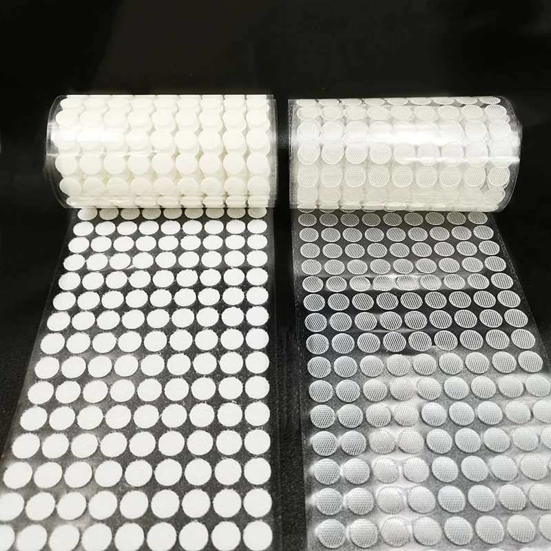 100 paar selbstklebende, weiße, transparente klettpunkte mit starkem kleber, rundes klettband, 10/15/20mm stück