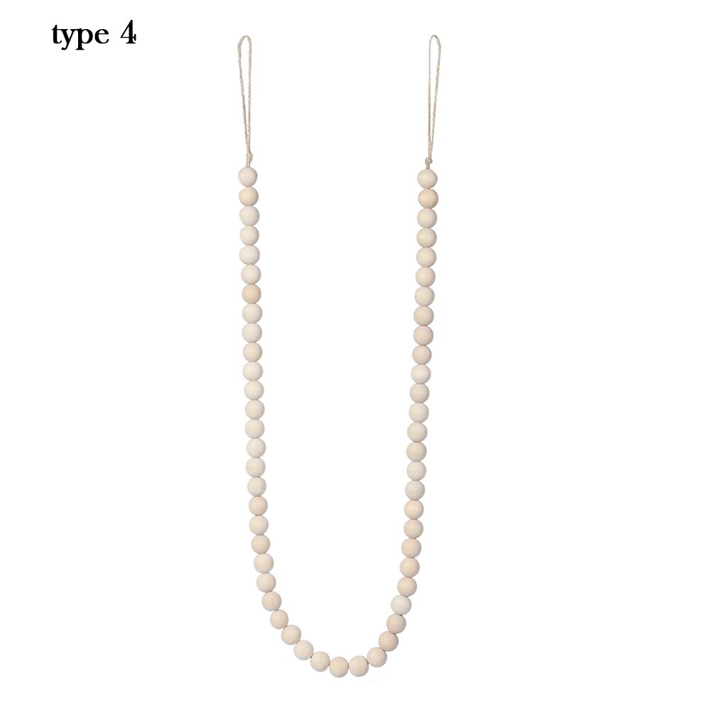 1/2 sztuk naturalne drewno girlanda z koralików juty rustykalne ścienne wiszące frędzle ciąg ręcznie Garland dom ozdoba dekoracje dla domu DIY: Type4-90CM