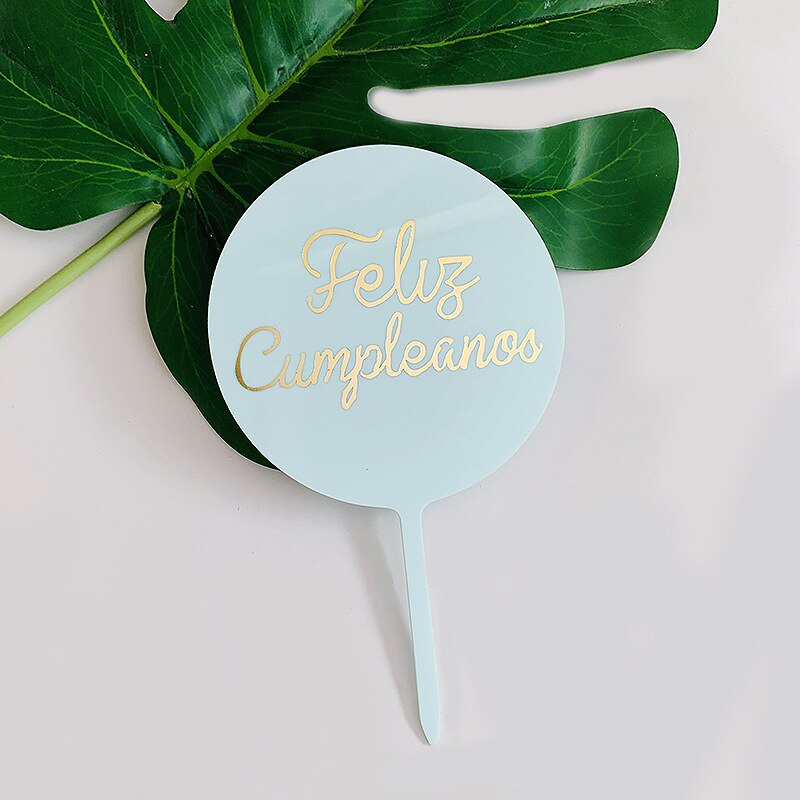 Acrylic Spanish Happy Birthday Cake Topper Feliz Cumpleanos Baking Cake Decoration Kids Birthday Party Favors Cake Toppers