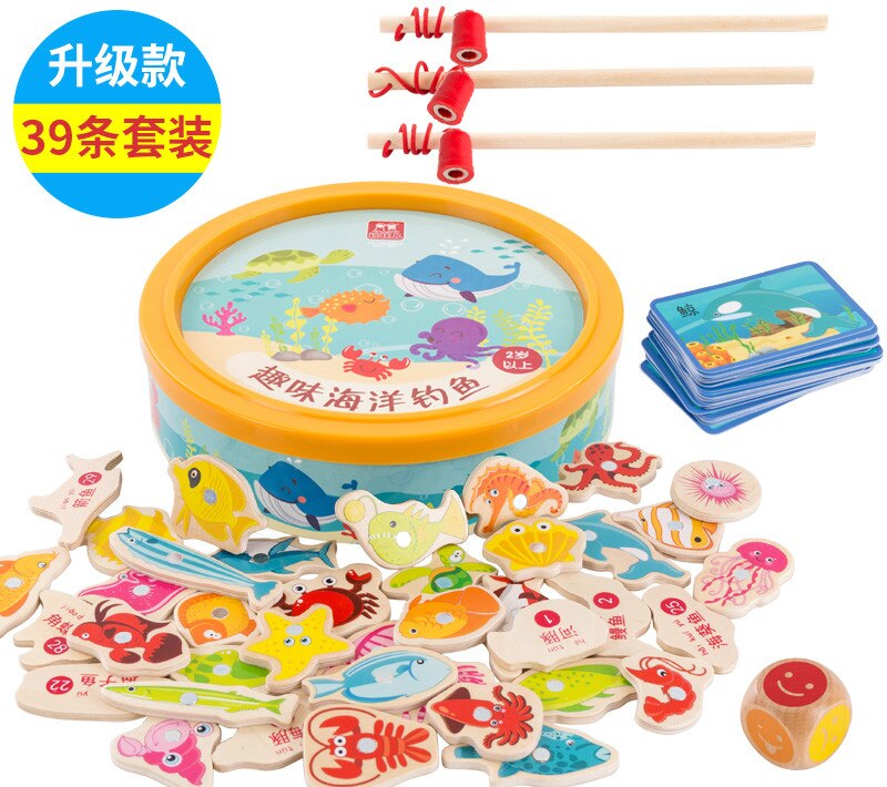 Kinderen Baby Educatief Speelgoed Vis Houten Magnetische Vissen Speelgoed Set Spel voor Kinderen met Box: 43.5