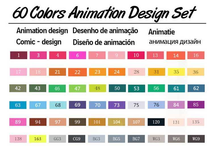 TOUCHNEW-marqueurs à alcool à double tête pour dessiner, 30/40/60/80/168 couleurs, marqueurs artistiques pour dessin Manga: 60 Animation Set