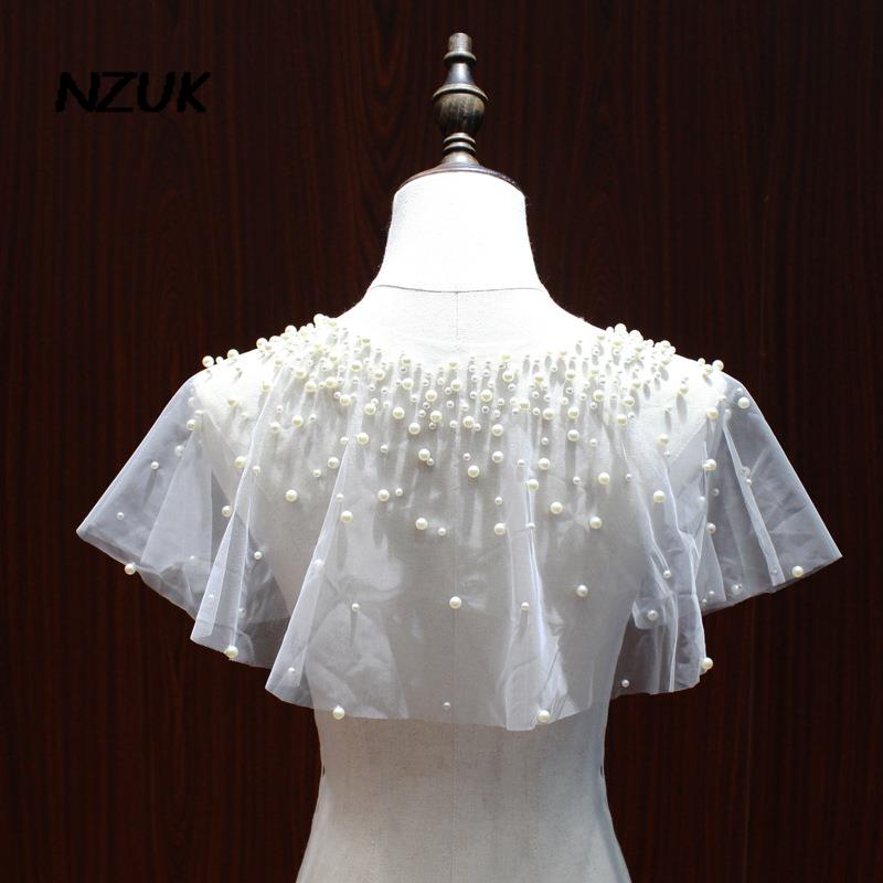 NZUK perle Tulle scialle da sposa bolero da sposa giacche per cappotto da festa nuziale coprispalle da donna top da sposa mantello da sposa