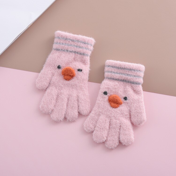 3 ~ 5Y Winter/Herfst Kinderen Warme Handschoenen Kids Vingers Super Zachte Gebreide Jongens Handschoenen Carton Meisjes handschoenen Voor Kids: pink