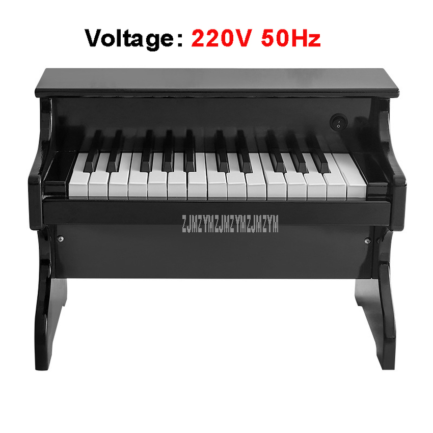 Teclado electrónico de 25 teclas para niños, Piano eléctrico de madera, instrumentos musicales, juguete educativo, de cumpleaños, ESM-2518: black 220V