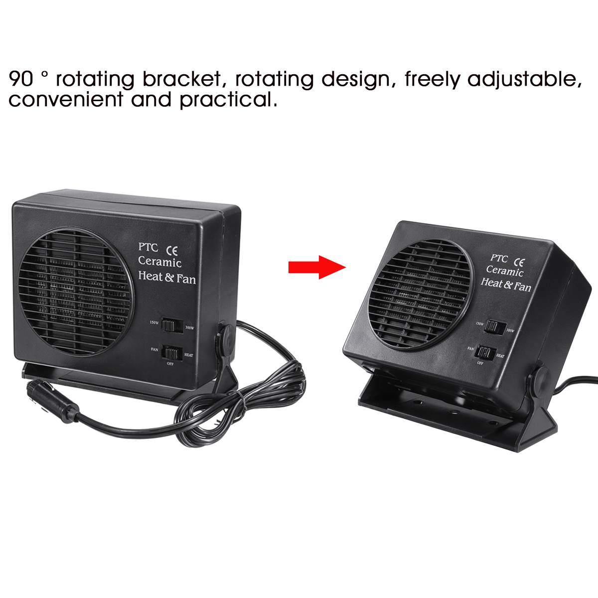 150W/300W céramique voiture chauffage 12V pare-brise dégivreur désembuage Portable 2 en 1 hiver chauffage électrique ventilateur de refroidissement maison plus