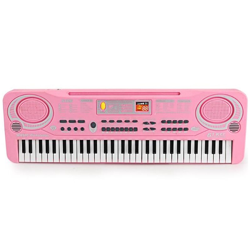 Elektrisk keyboard klaver til børnebærbart 61 nøgle elektronisk musikalsk karaoke keyboard, mikrofon, pink: Default Title