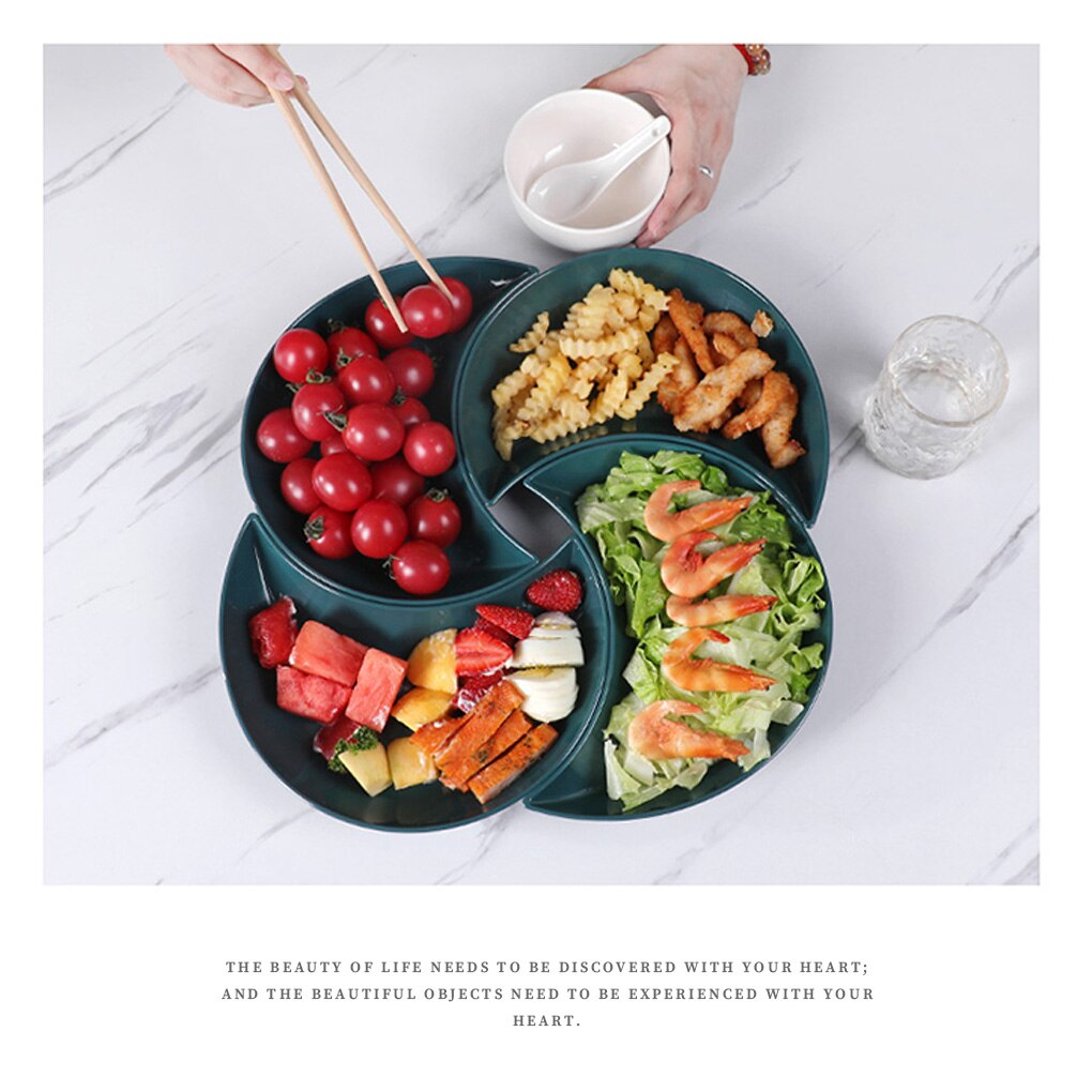 5 Pcs Kitchen Dinner Plates Crescent Shaped White Set Plate Dishes Stackable Food Snack Dinner Dish European Style Platters