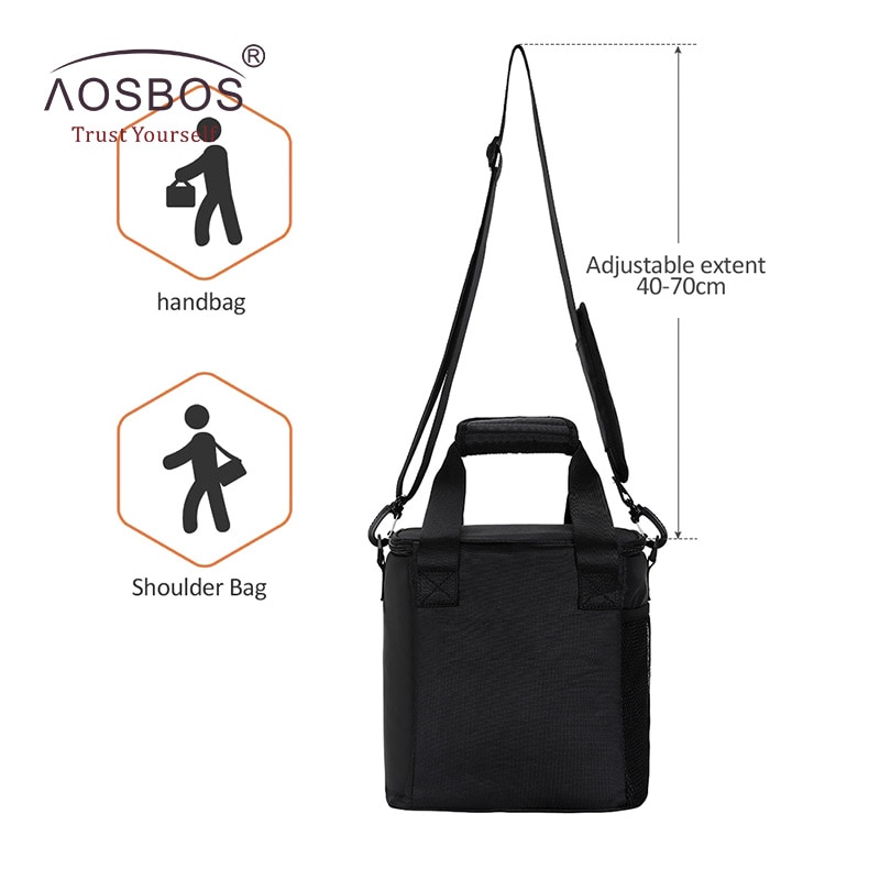 Aosbos Portable sac à bandoulière isotherme thermique sacs fourre-tout grands sacs de stockage de nourriture pour voyage adultes solide pique-nique sac à déjeuner