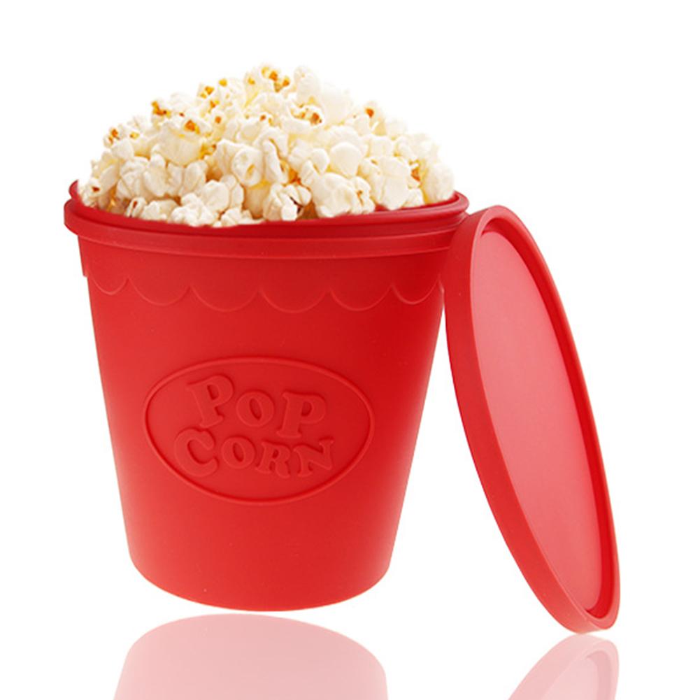 FDA Siliconen Popcorn Emmer Met Deksel Huis Ovale Food Grade Opslag Emmer Herbruikbare DIY Magnetron Popcorn Bakken Waren Kom