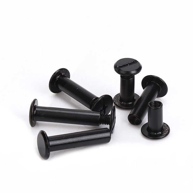 10pcs Matte Black Metal Binding Chicago Screws Studs Rivets Slotted Belt Screw for Photo Album Desk Menu Wallet Fasteners