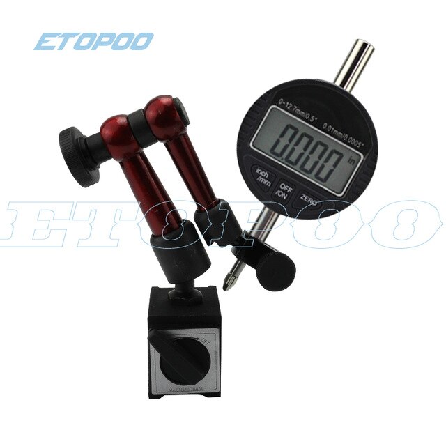 2Pcs Digital Dial Indicator 0-12.7mm/0.5'' 0.01 With Mini Magnetic Base Holder Gauge Caliper Measuring Tools: 12.7mm with base