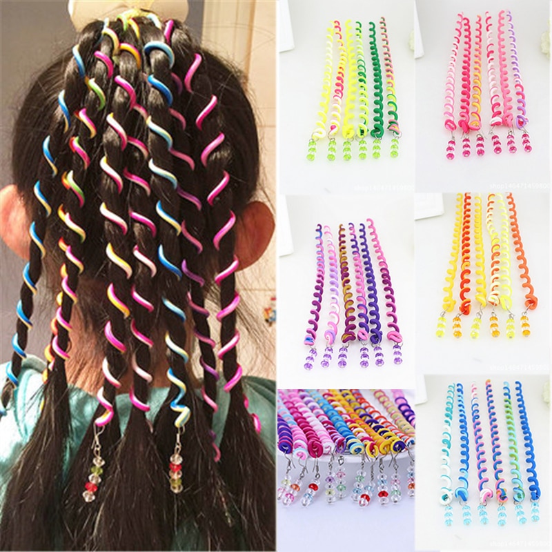 5/6 unids/lote cinta para el pelo para niñas de Color arcoíris bonita banda para el pelo cristal elástico largo bandas para el pelo para Niños Accesorios para el cabello