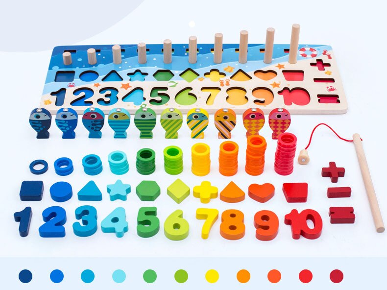 Montessori Giocattoli Per Bambini Giocattoli Educativi di Legno Blocchi di Costruzione di Apprendimento Contare I Numeri Matematica di Corrispondenza Digitale Forma Di Puzzle Giocattoli