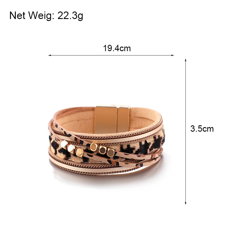 Amorcome luipaard leren armbanden voor dames metalen kralen bohemian brede wikkelarmband dames feest sieraden