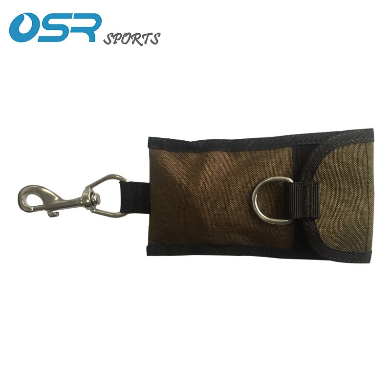 Scuba diving Trim single reef hook 316 Stainless Steel with outer pocket diving accessory: Brown