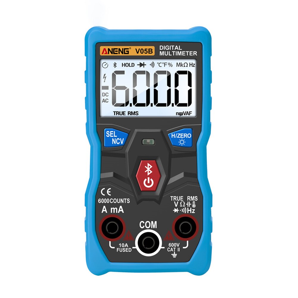 Bluetooth Current Meter Multimeter V05B Digital True RMS Ammeter w/Flashlight for Household Electricity Accessories: Blue