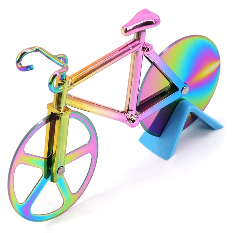 Pizza cutters, rustfrit stål cykel pizza cutter hjul med holder, køkken gadget værktøj: Default Title