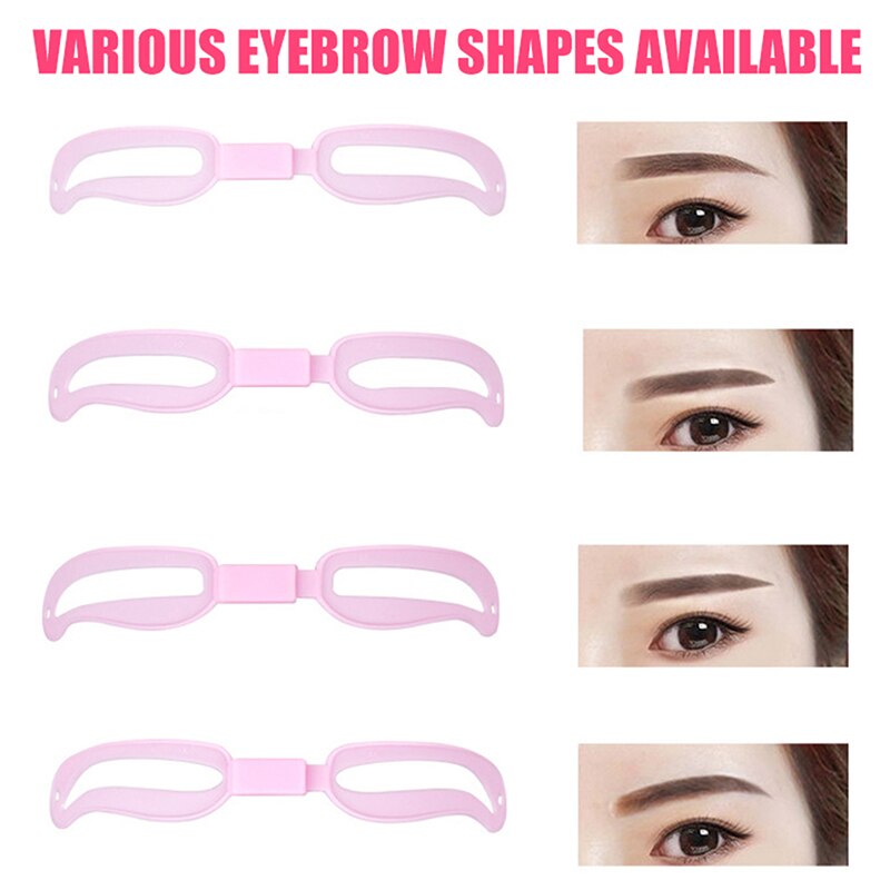 Eyebrow Stencil 4 Pieces Eyebrow Shaper Kit Reusable Eyebrow Model With Strap 3 Minutes Makeup Tools For Eyebrows