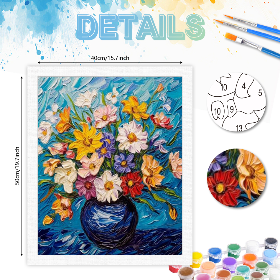 PhotoCustom Gemälde nach Zahlen, Blumenlandschaft, handgemalte Gemälde, , DIY Bilder nach Zahlen, Bausätze, Zeichnung auf Leinwand, Dekor