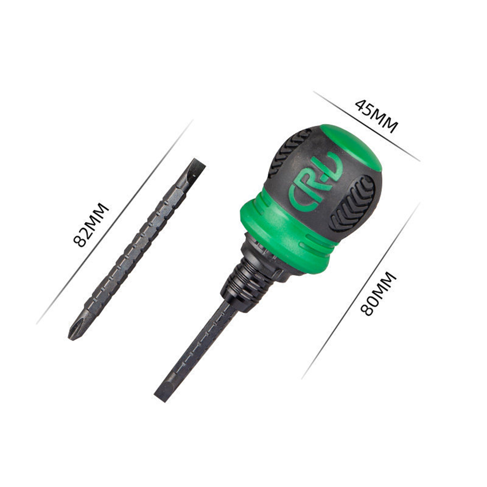 Dual Purpose Slotted/Phillips Screwdriver Cross Word Ratchet Steel Retractable Slotted/Phillips Screwdriver: green