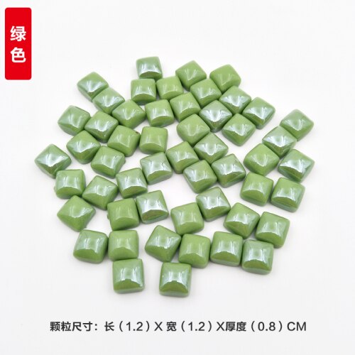 100Pcs Gepolijst Jade Mozaïek Tegels 1.2Cm Vierkante Mozaïek Stenen Kleurrijke Mozaïek Materialen Voor Kinderen/Kids Diy Handgemaakte craft Tegel: 100pcs Green
