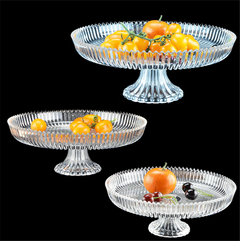 High Base Plate Lid Sampling Plate Plastic Transparent Snack cake fruit Acrylic Trial tray Household round Circle Candy Dish