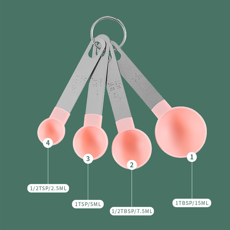 4Pcs/8Pcs Measuring Cup and Spoon Multipurpose Spoon Cup Measuring Tool Baking Accessories Stainless Steel Handle Kitchen Gadget