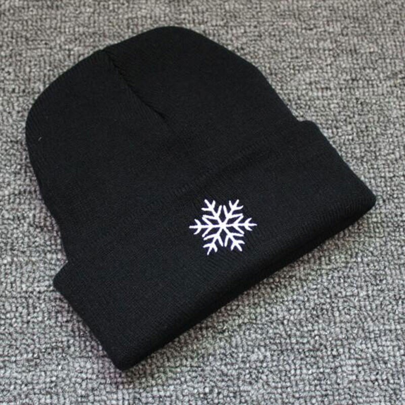 Embroidered Sun Snowflake Pattern Warm Fall Winter Hats Beanie for Men and Women Knit Bonnet Black Skull Cap: B